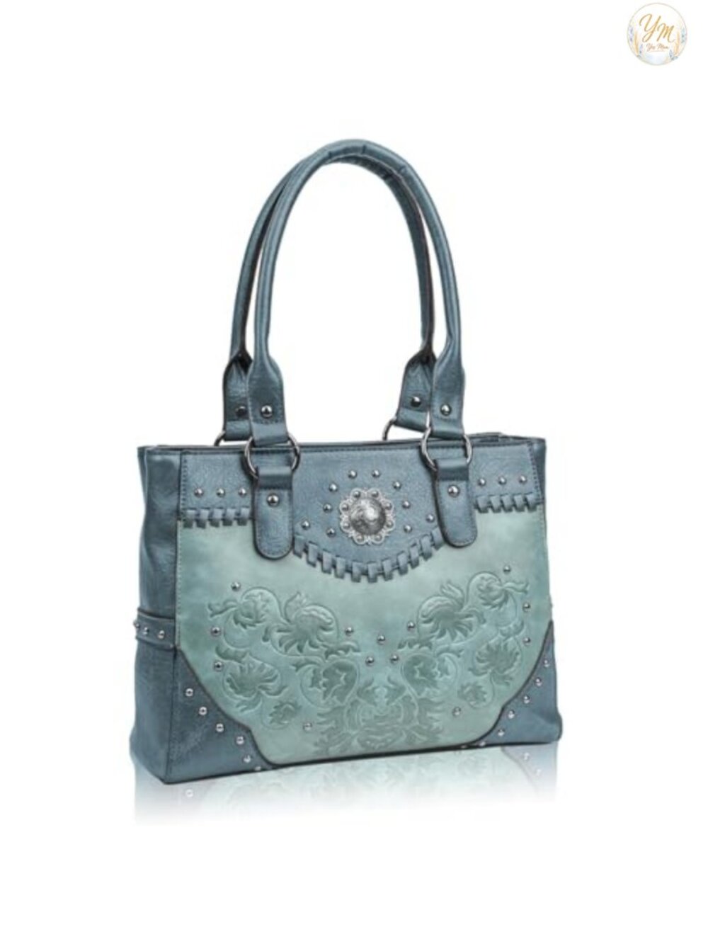 Western Tote Bag Large Top Handle Shoulder Handbag Embossed Studs